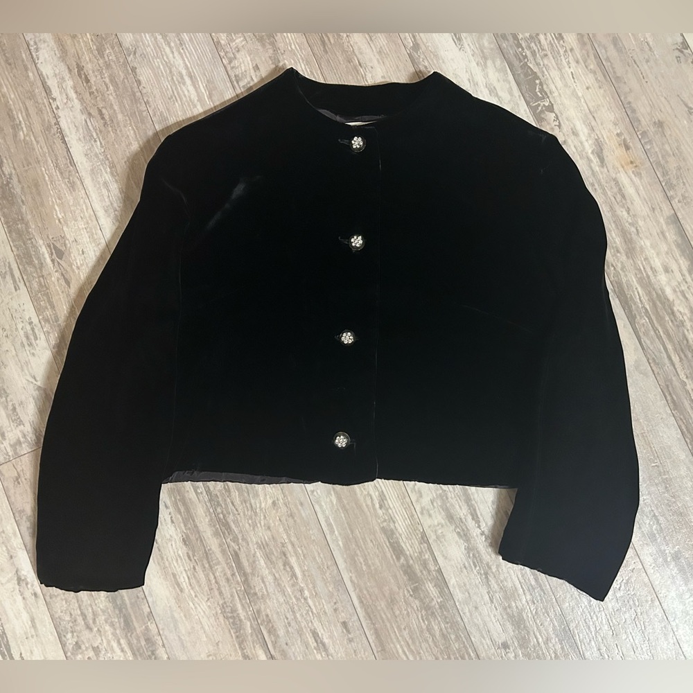 Franklin Simon Vintage Velvet Cropped Blazer Jacket